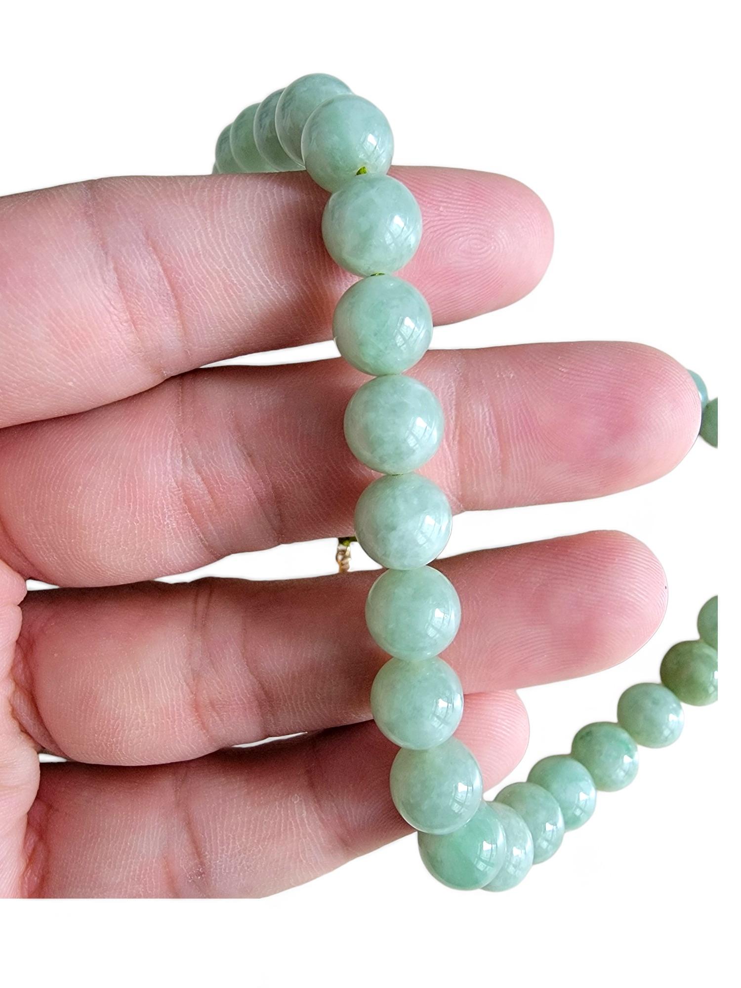 Imperial Green Burmese A-Jade Beaded Necklace (10mm Each x 42 beads) 10001 In New Condition For Sale In Kowloon, HK