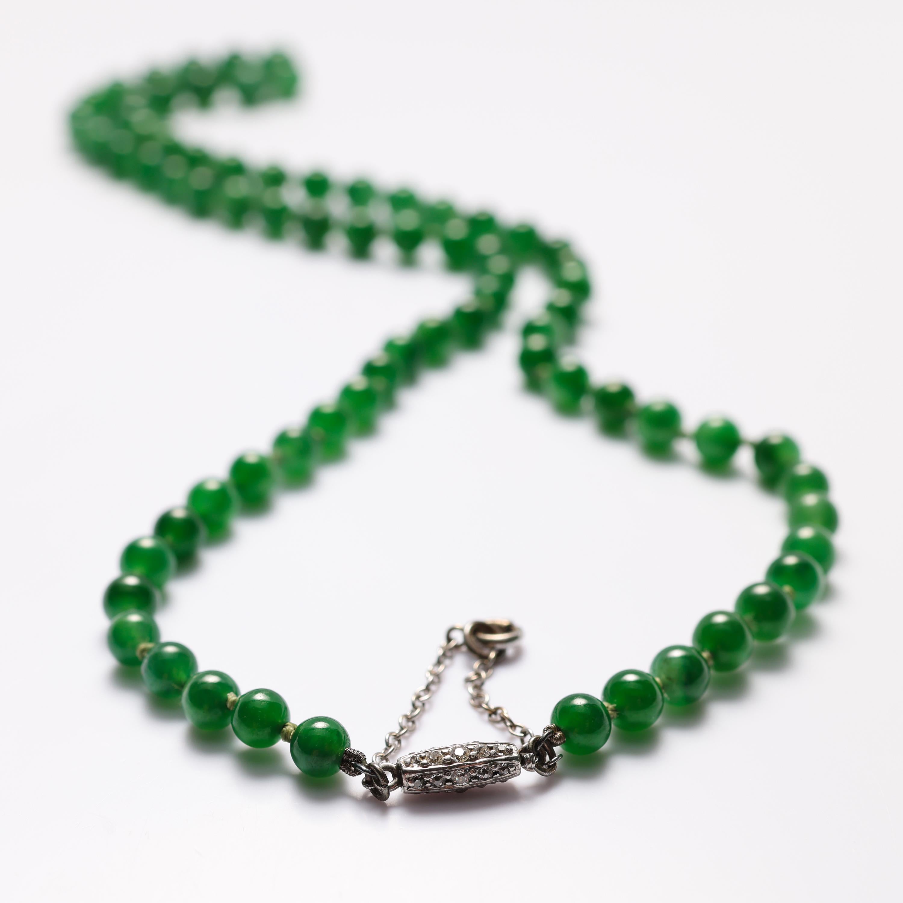 Art Deco Imperial Green Jade Necklace GIA Certified Untreated