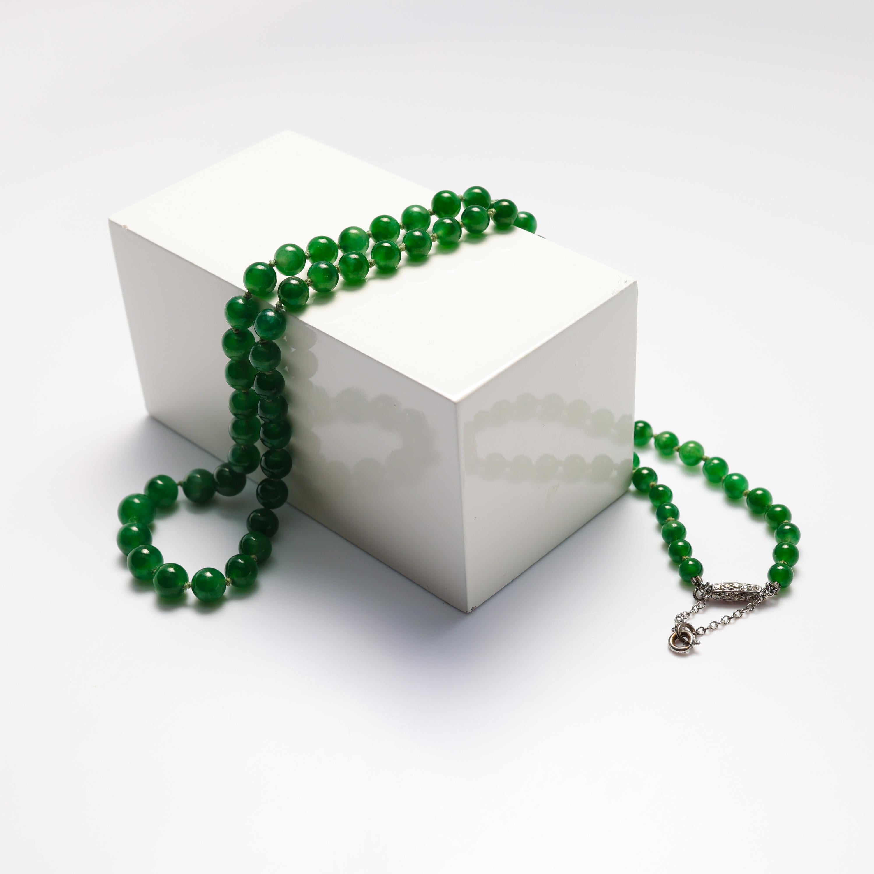 Bead Imperial Green Jade Necklace GIA Certified Untreated