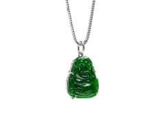 Imperial Green Jadeite Jade Buddha Pendant, Certified Untreated