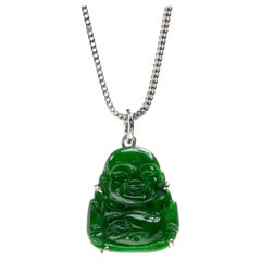 Imperial Green Jadeite Jade Buddha Pendant, Certified Untreated