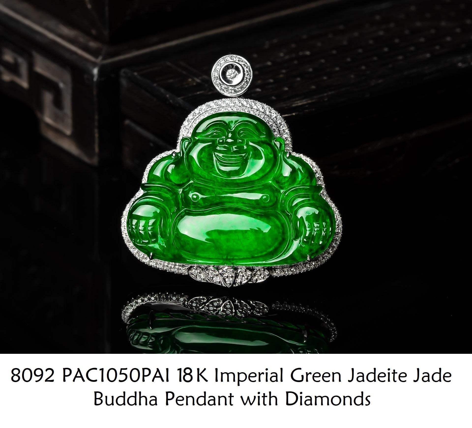 Moderno Ciondolo Buddha Imperiale in giadeite verde con diamanti in vendita