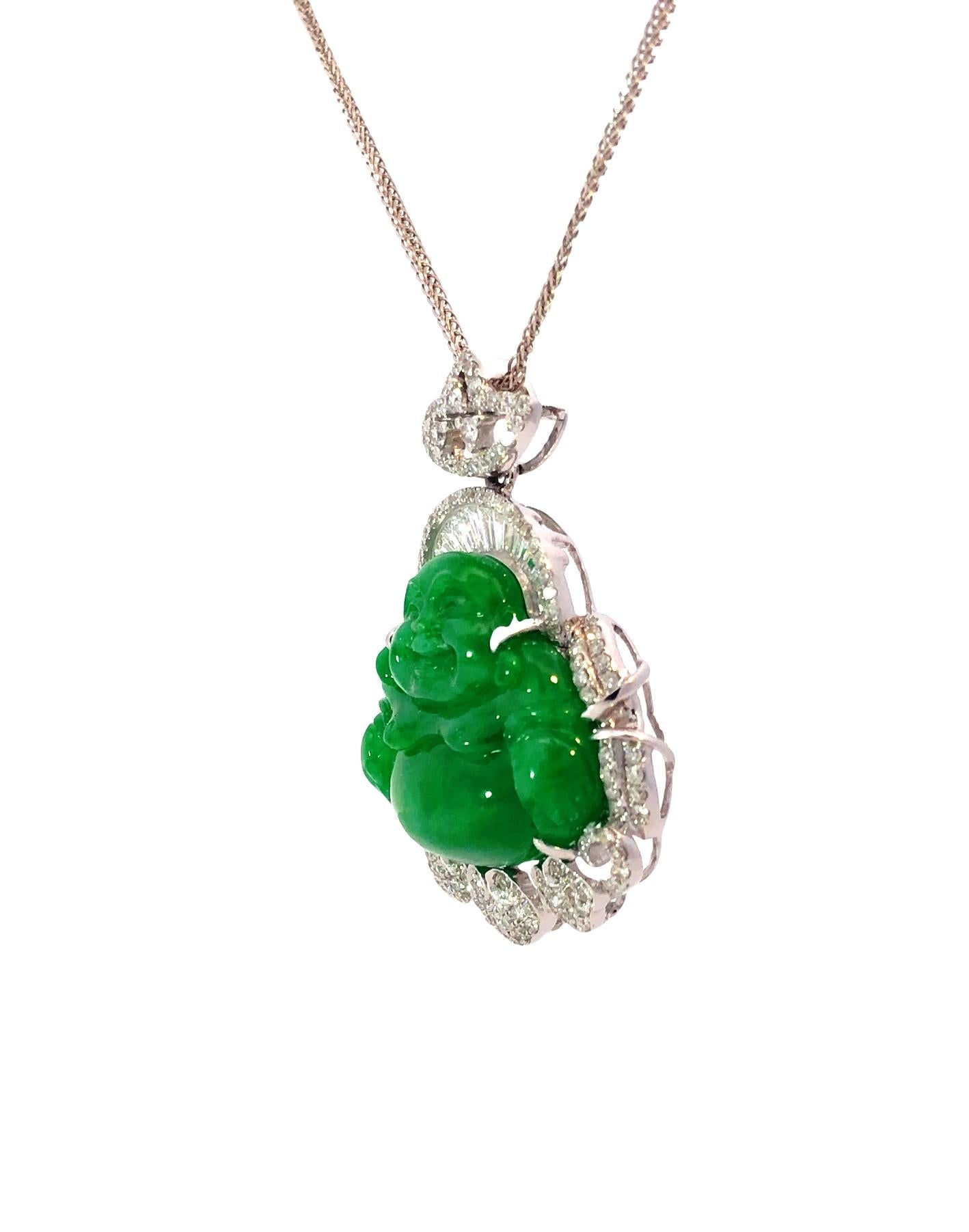 Ciondolo Buddha Imperiale in giadeite verde con diamanti In condizioni Nuovo in vendita a LA, CA