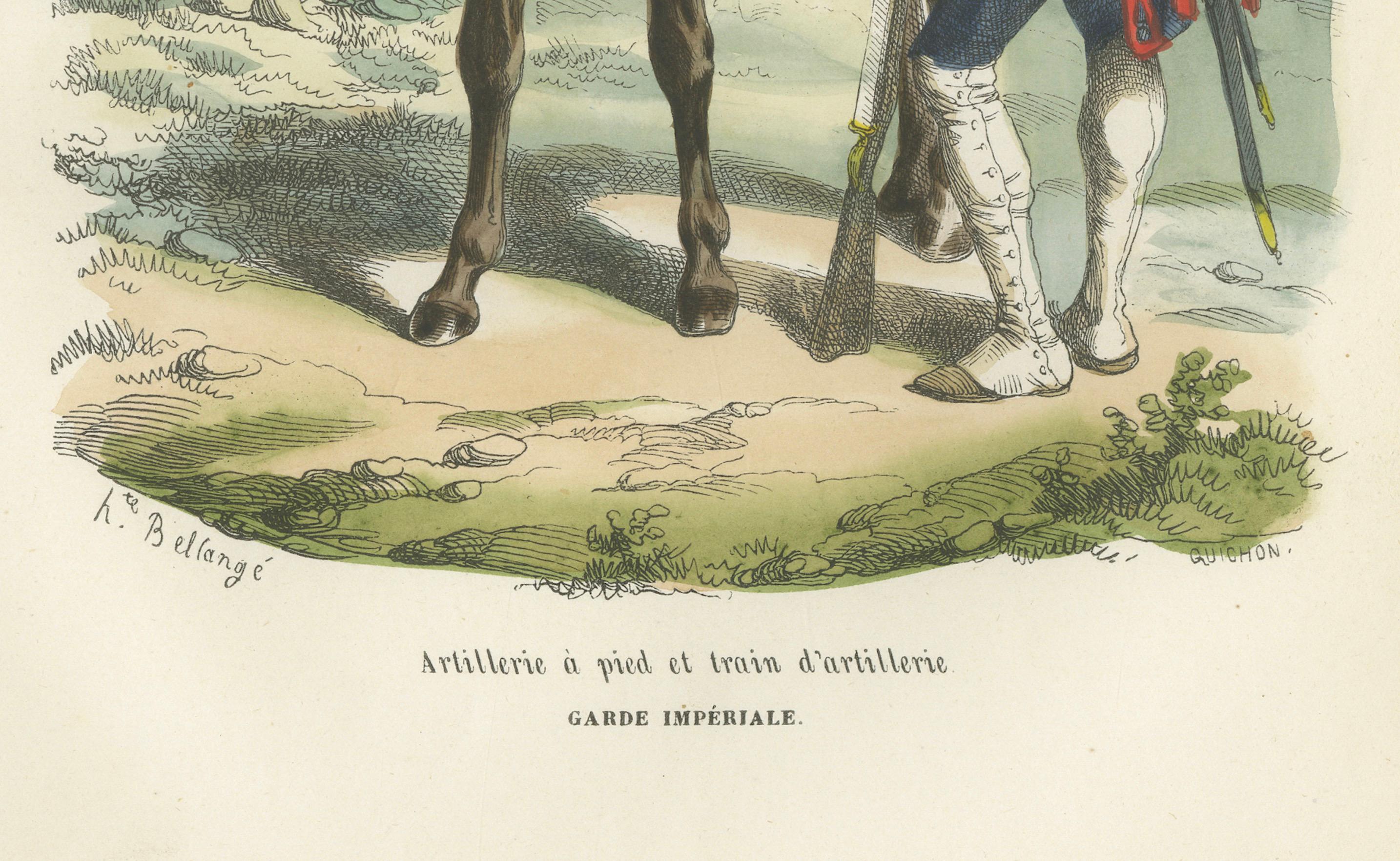 Imperial Guard Foot Artillery and Train, Napoleonic Military Print - 1843