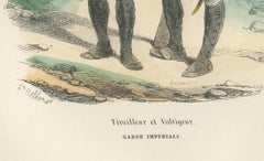 Imperial Guard Tirailleur and Voltigeur, Napoleonic Military Print, c1843