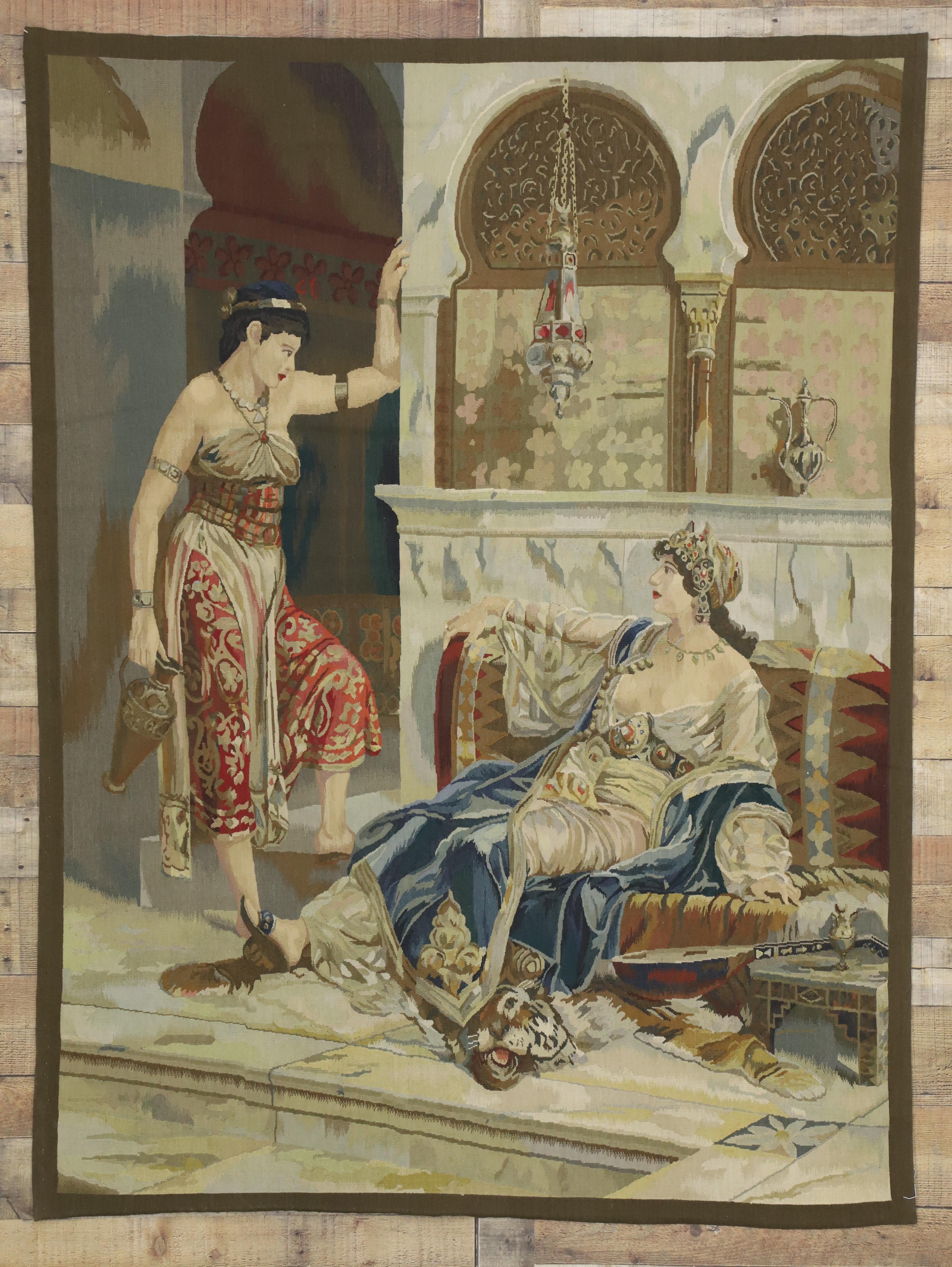 XXIe siècle et contemporain Tapisserie murale Odalisque de style Empire impérial avec harem ottoman, tenture murale en vente