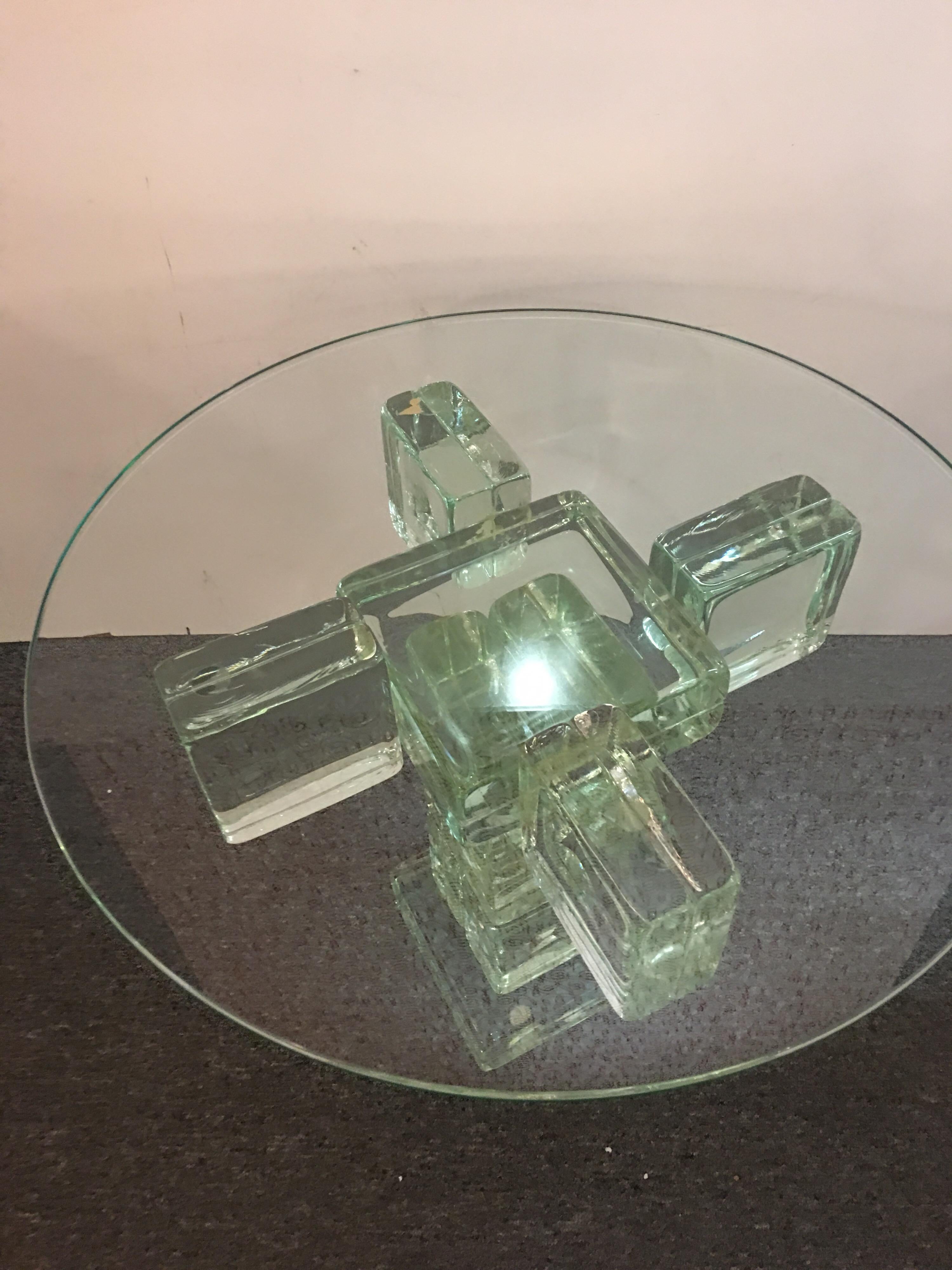 1980s glass block table by Imperial Imagineering. Unique design, very solid and heavy!