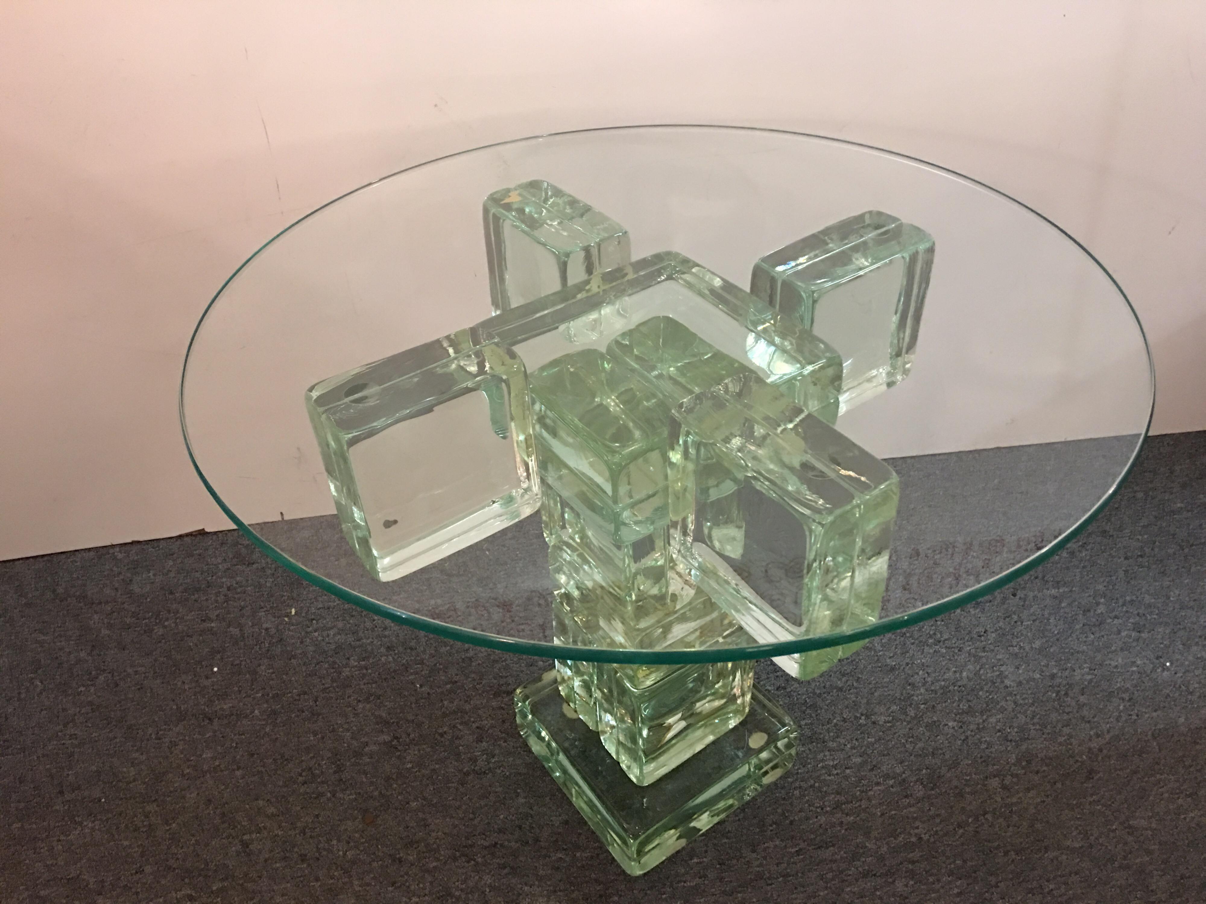 Imperial Imagineering Glass Block End Table In Good Condition In Philadelphia, PA