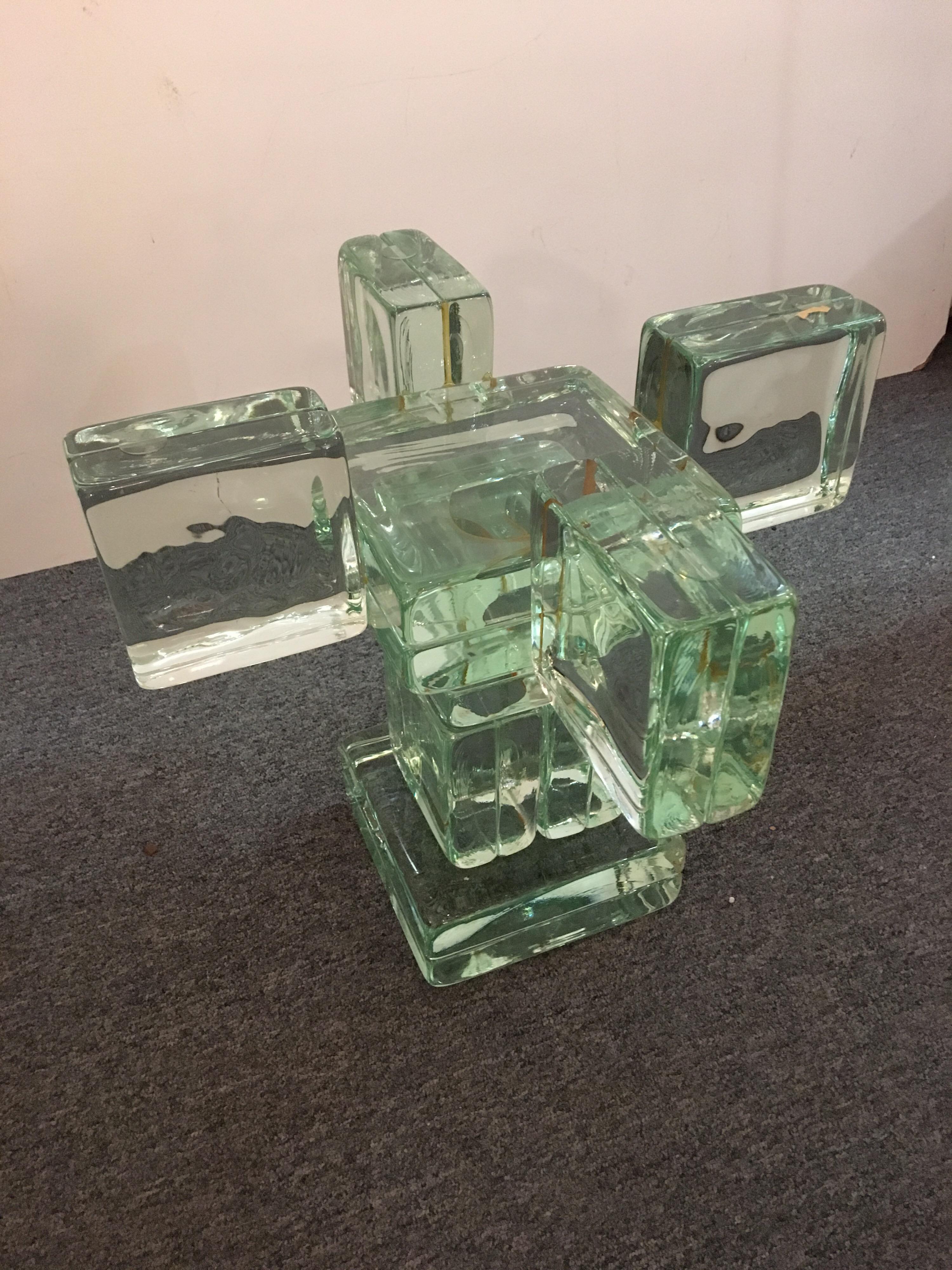 glass block table