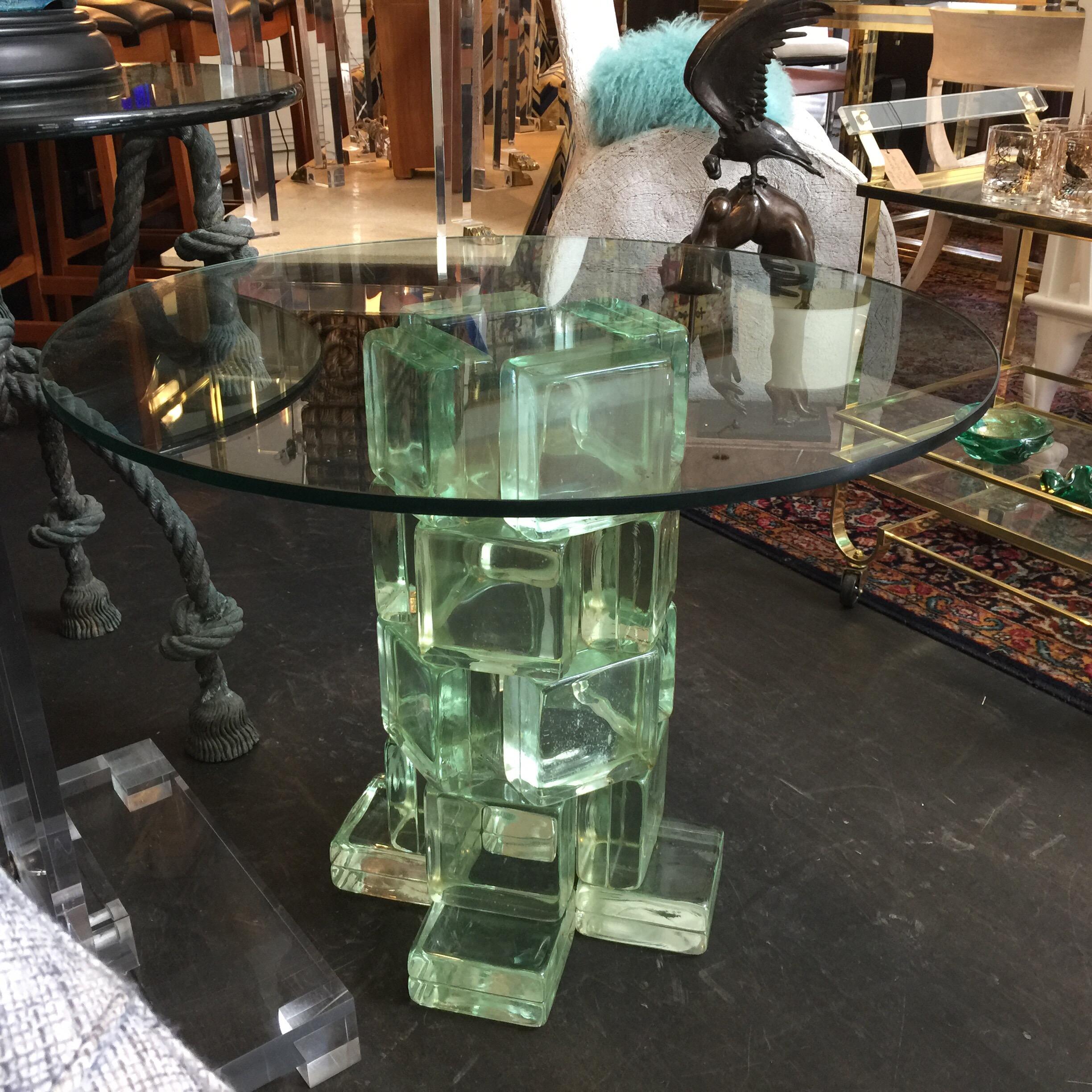 Post-Modern Imperial Imagineering Tall Glass Block Side Table