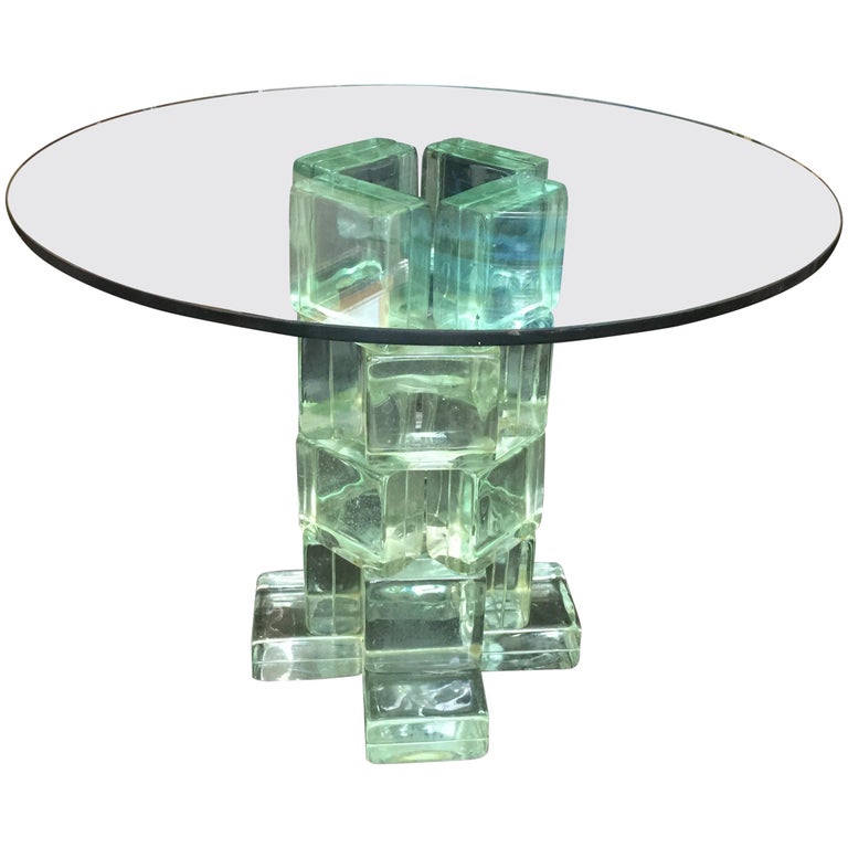 Imperial Imagineering Tall Glass Block Side Table at 1stDibs