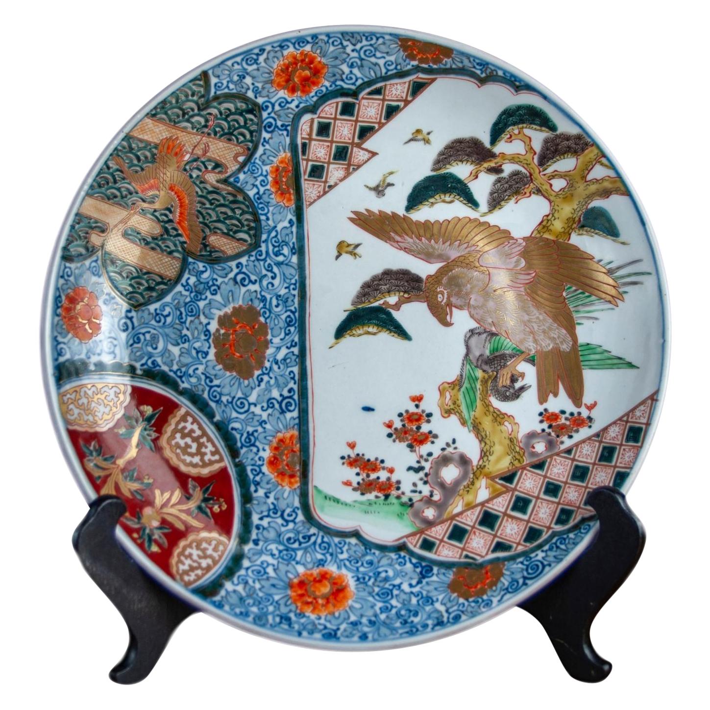 Imperial Imari Charger with Large Gilded Eagle and Gilded Flying Crane