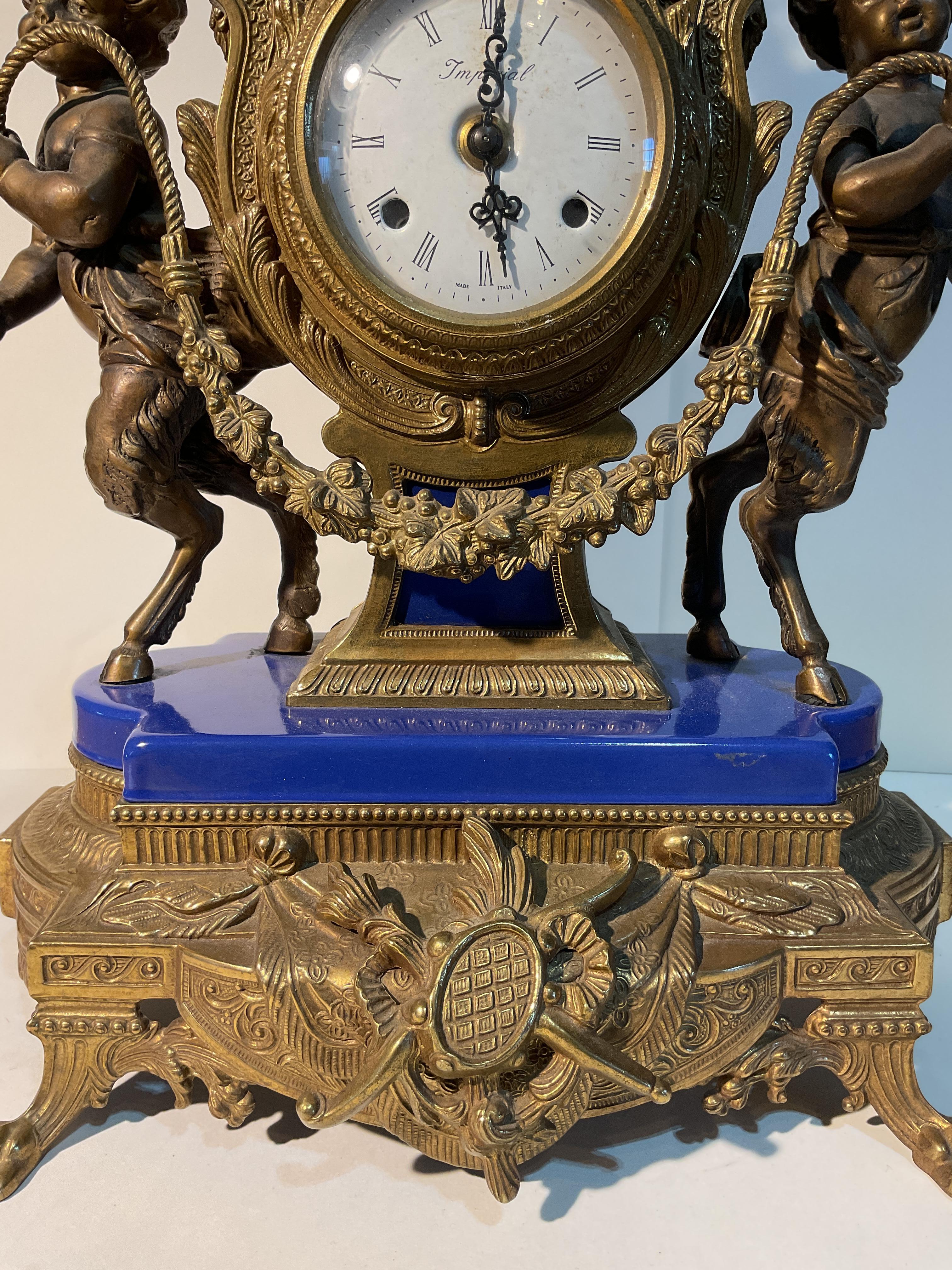 Imperial Italian Louis XV Style Mantel Clock In Good Condition For Sale In Augusta, GA