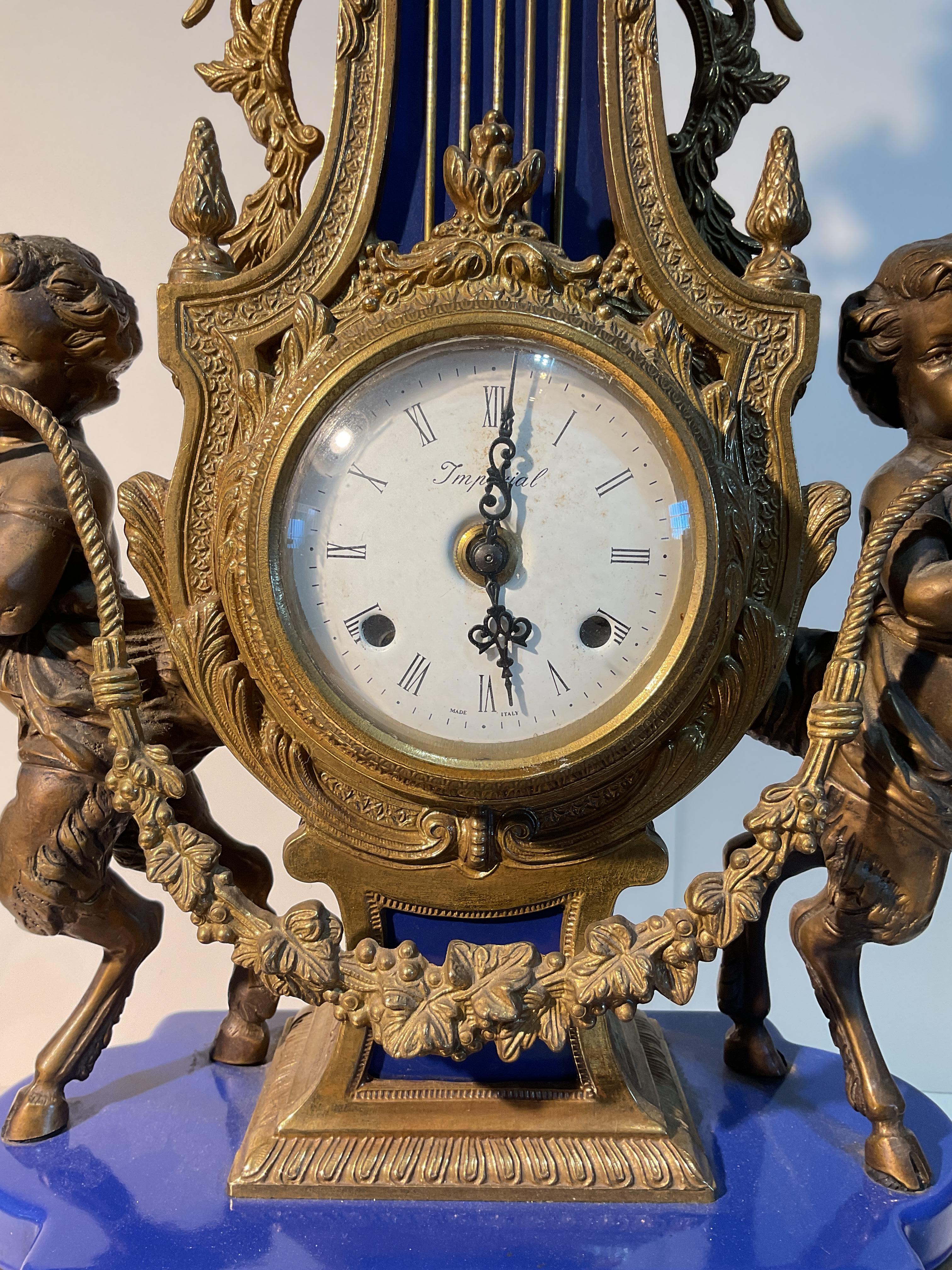 Brass Imperial Italian Louis XV Style Mantel Clock For Sale