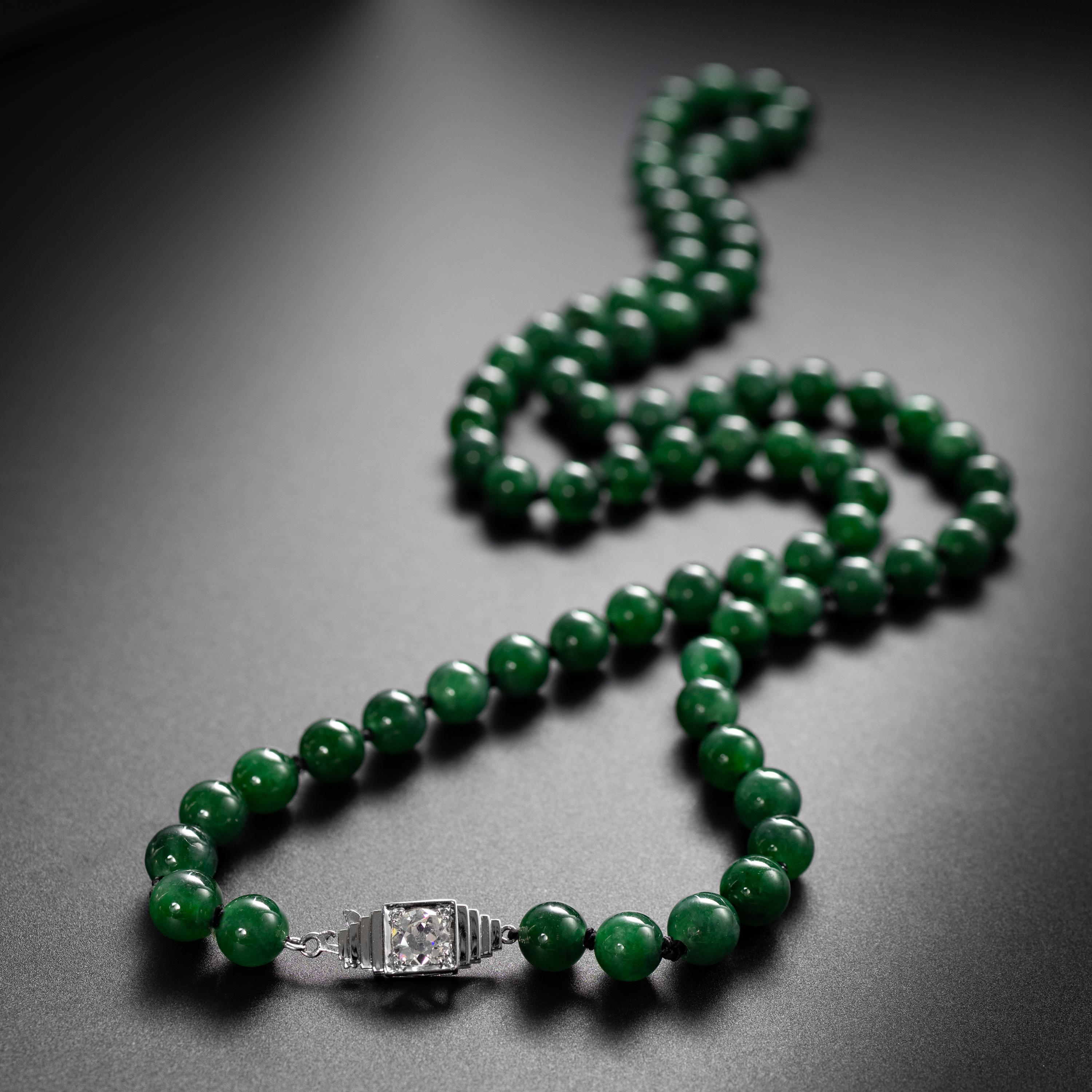 Old European Cut Fine Jade Necklace Certified Untreated