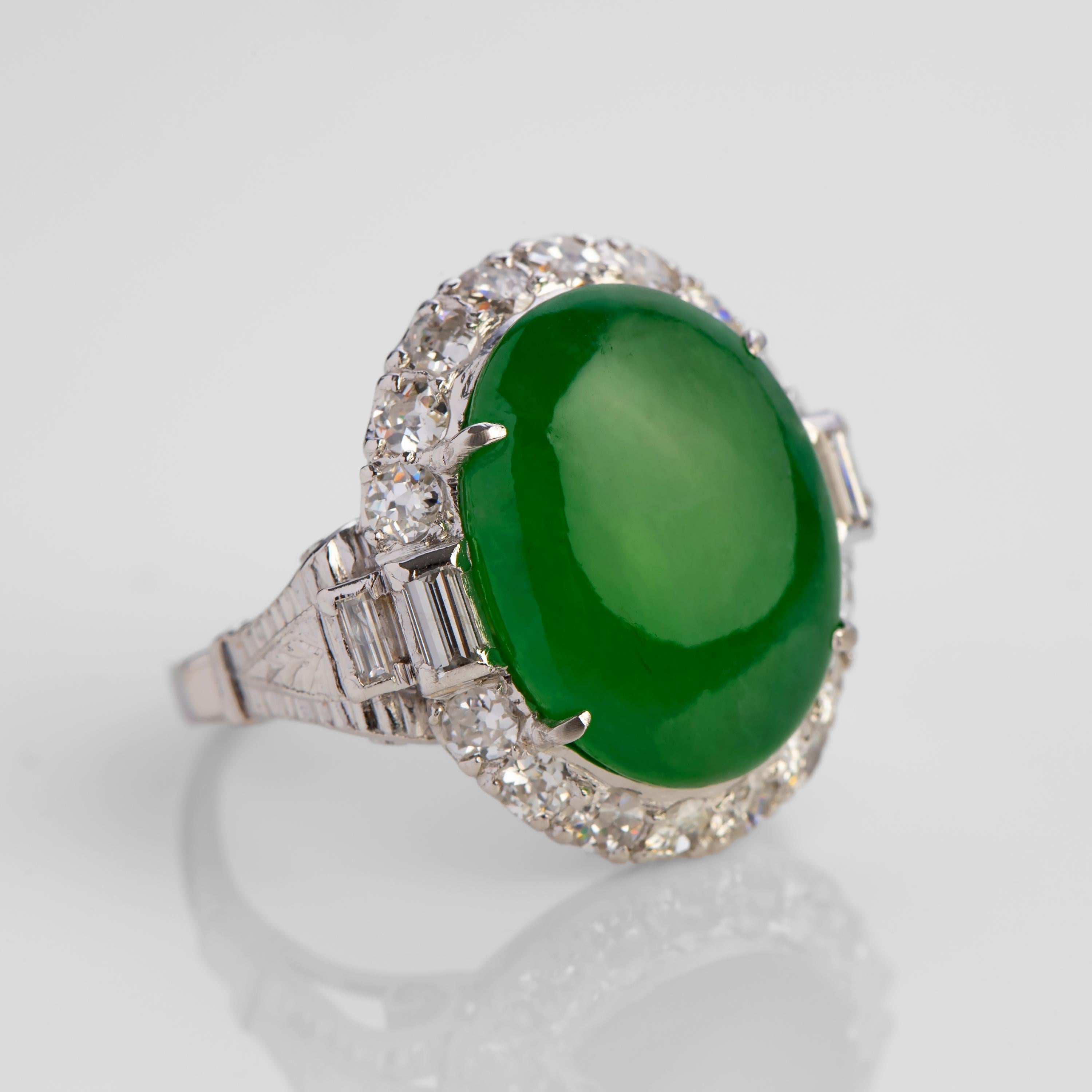 Art Deco Imperial Jade Ring GIA Certified Untreated, circa 1950