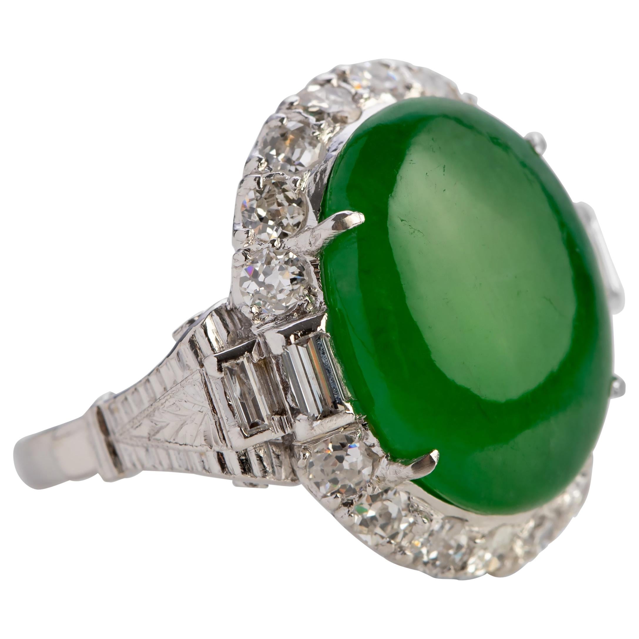 Imperial Jade Ring GIA Certified Untreated, circa 1950