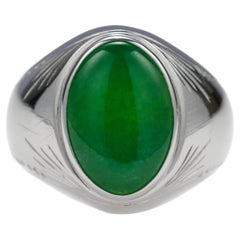 Imperial Jade Ring Midcentury Certified Untreated Jadeite