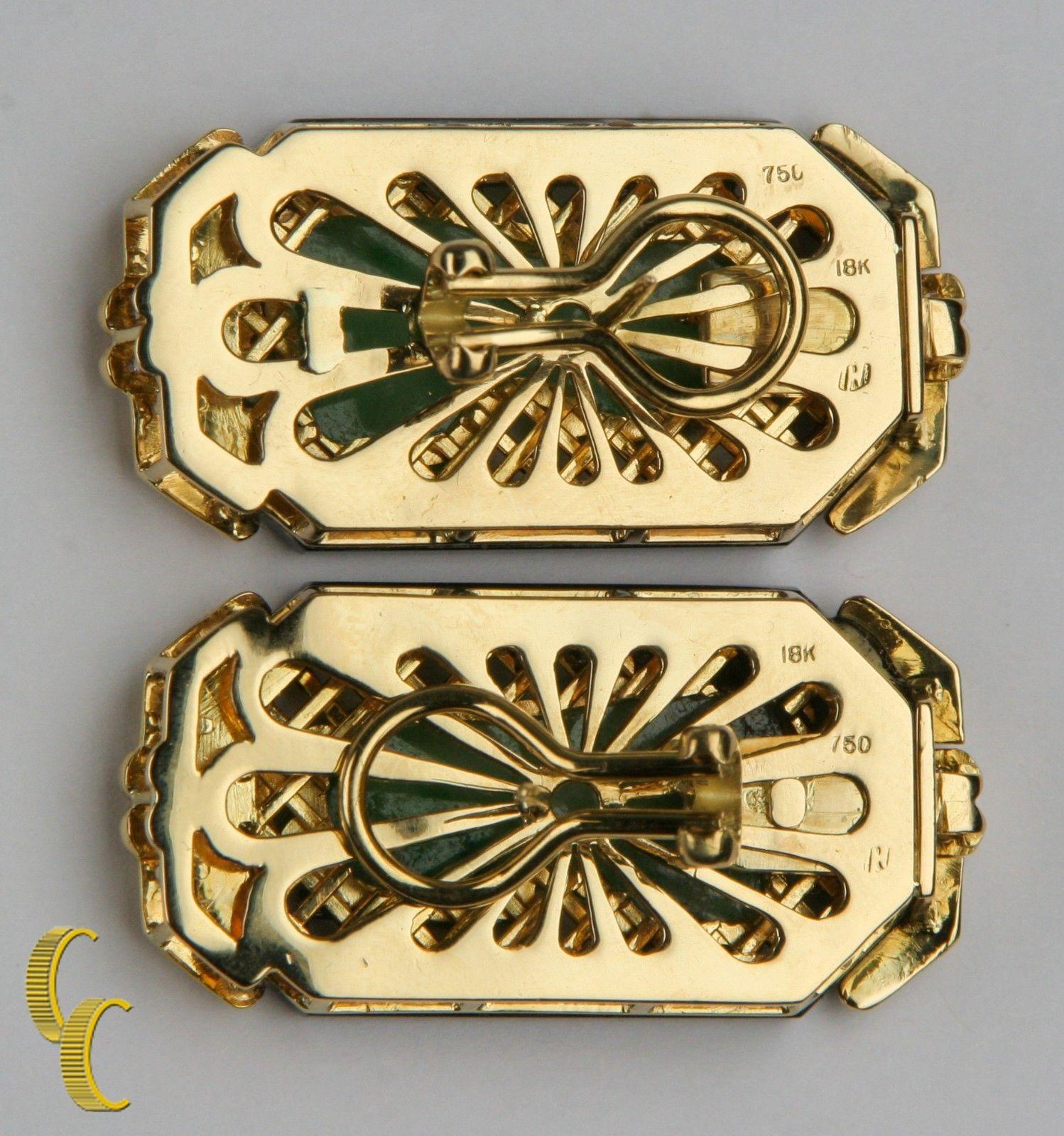 Imperiale Ohrringe aus Jade mit Onyxbordüre und Diamantakzenten aus 18 Karat Gelbgold Damen im Angebot