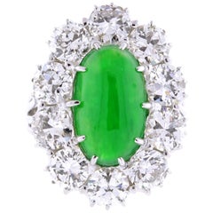 Vintage Fei Cui Jadeite Jade and Diamond Ring