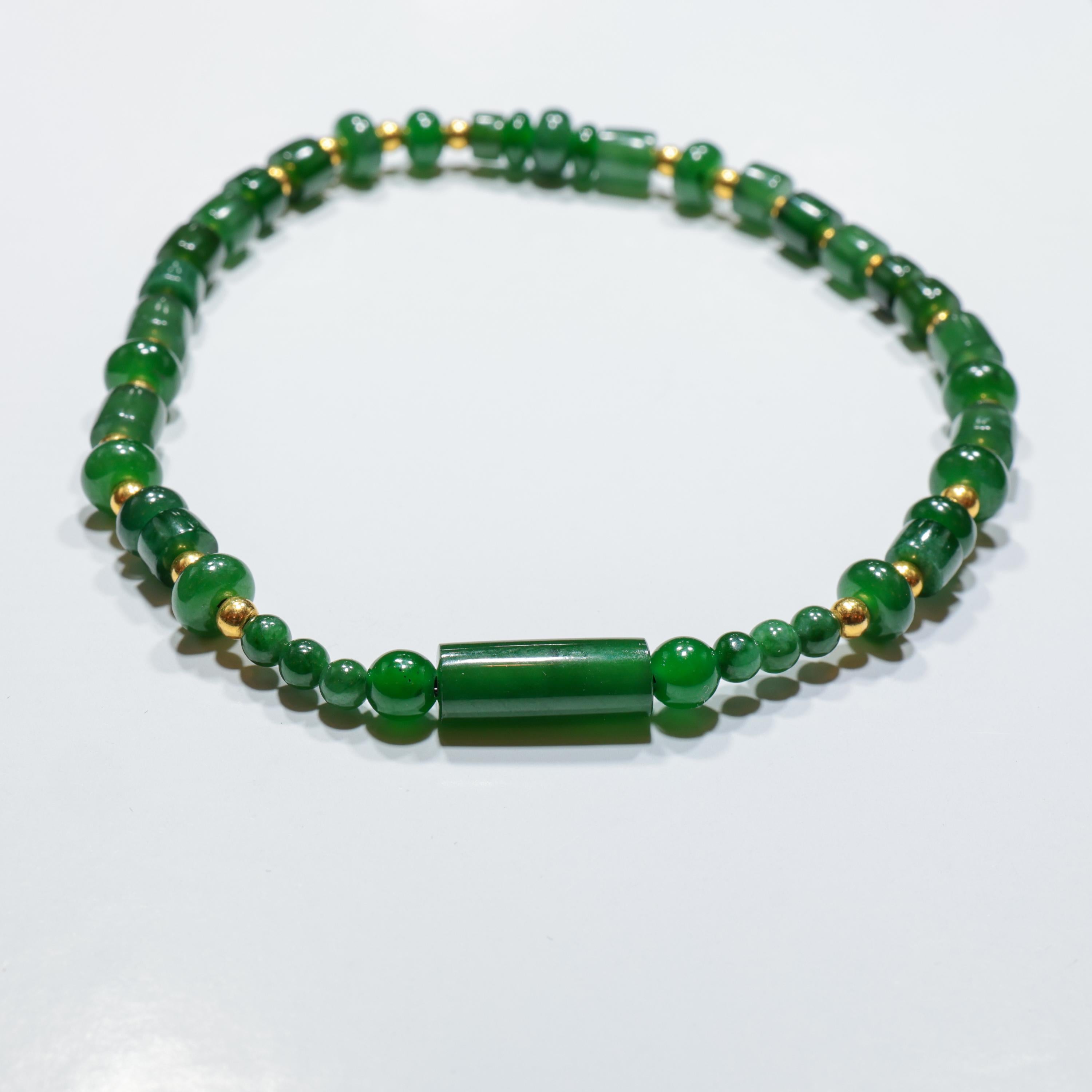 Artisan Imperial Jadeite Jade Beaded Bracelet