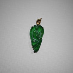 Imperial Jadeite Jade Carved Pendant Guatemalan Jadeite