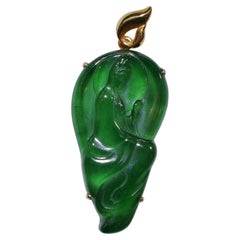 Imperial Jadeite Jade Carved Pendant Guatemalan Jadeite