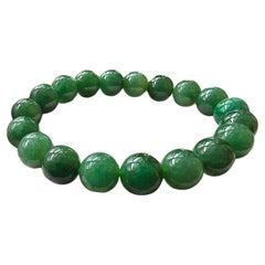 Imperial Japanese Green Burmese A-Jadeite Beaded Bracelet (MADE IN JAPAN) 10.5mm