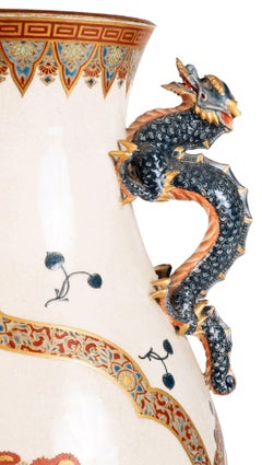 Imperial Japanese Satsuma two handle vase, Meiji period.