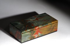 Boîte à bijoux impériale en jaspe avec insert en daim, fabriquée à la main à Idar-Oberstein
