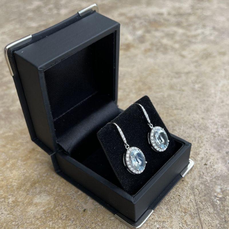 Imperial Jewels 14ct White Gold Aquamarine and Diamond Earrings For Sale 1