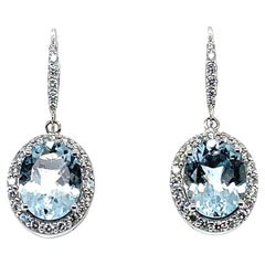 Imperial Jewels 14ct White Gold Aquamarine and Diamond Earrings