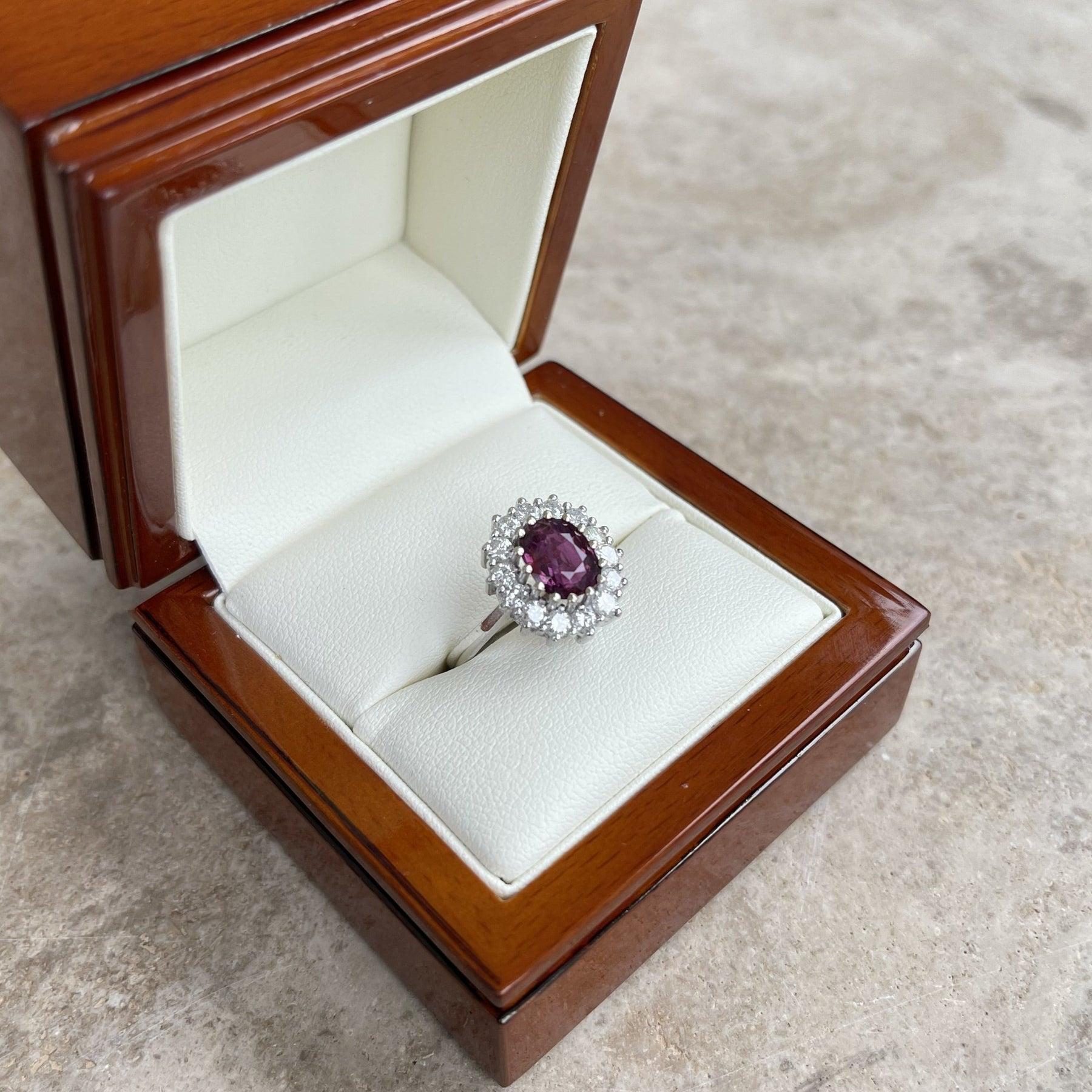 For Sale:  14ct White Gold Ruby and Diamond Ring 8