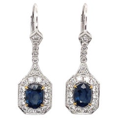 Imperial Jewels 14ct White Gold Sapphire and Diamond Earrings
