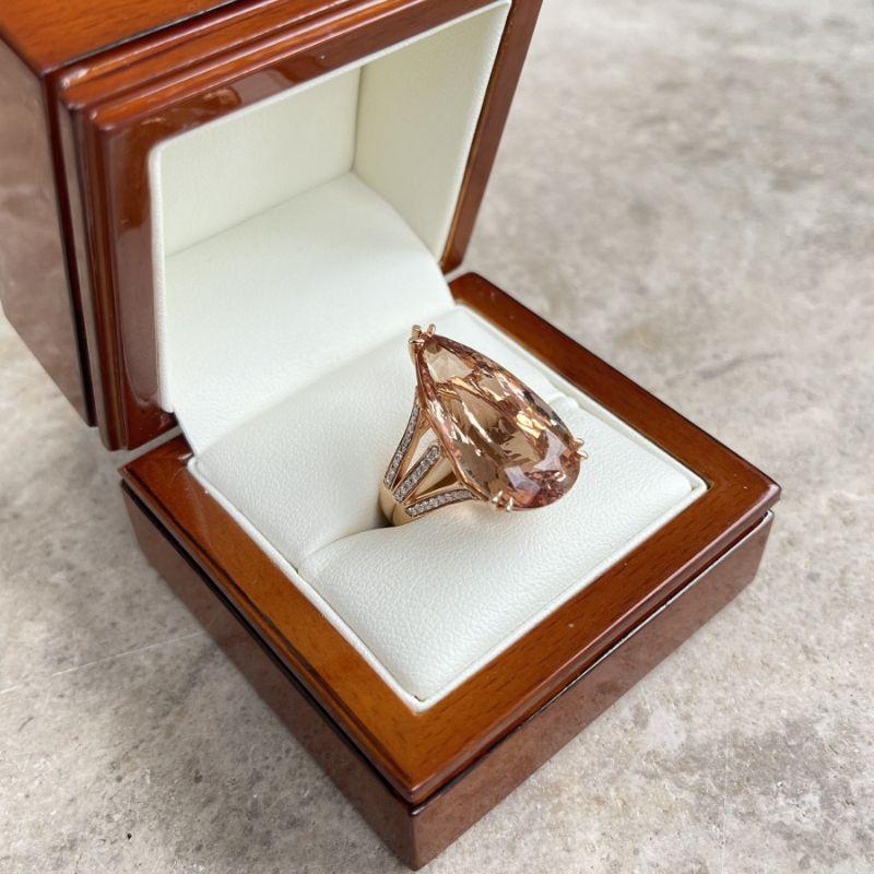 For Sale:  18ct Rose Gold 17.83ct Morganite and Diamond Ring 7