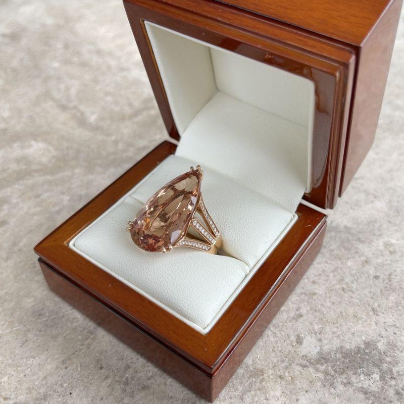 For Sale:  18ct Rose Gold 17.83ct Morganite and Diamond Ring 8