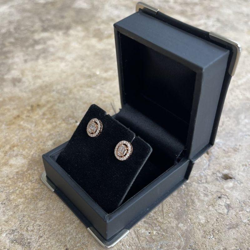 Contemporary 18ct Rose Gold Diamond Earring Studs For Sale