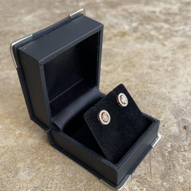 Brilliant Cut 18ct Rose Gold Diamond Earring Studs For Sale