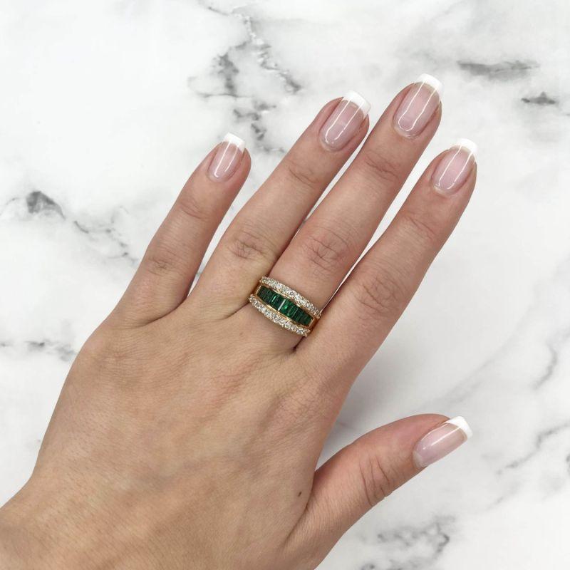 For Sale:  18ct Rose Gold Eight Stone Emerald and Diamond Dress Ring 5