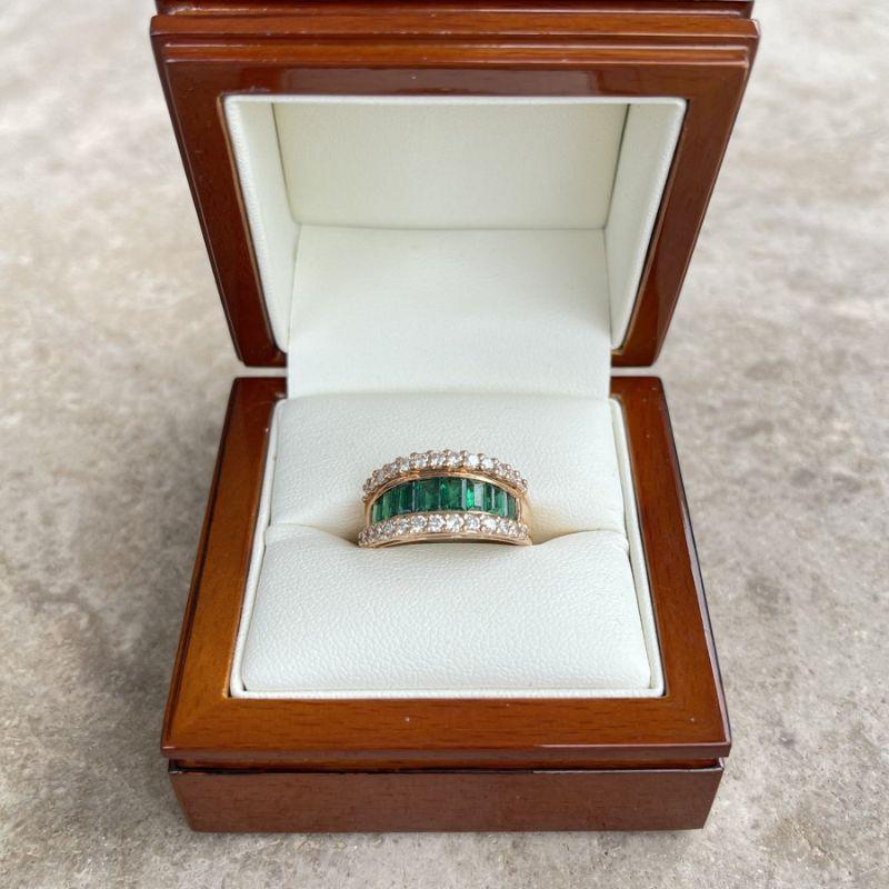 For Sale:  18ct Rose Gold Eight Stone Emerald and Diamond Dress Ring 7