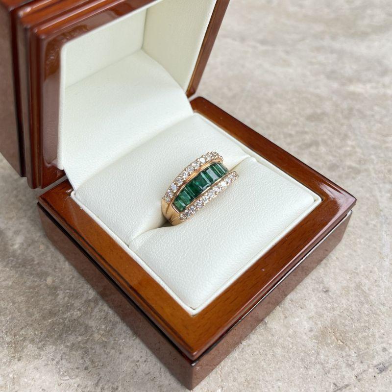 For Sale:  18ct Rose Gold Eight Stone Emerald and Diamond Dress Ring 8