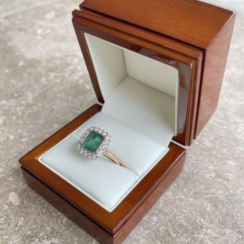 For Sale:  Imperial Jewels 18ct Rose Gold Emerald and Diamond Ring 8