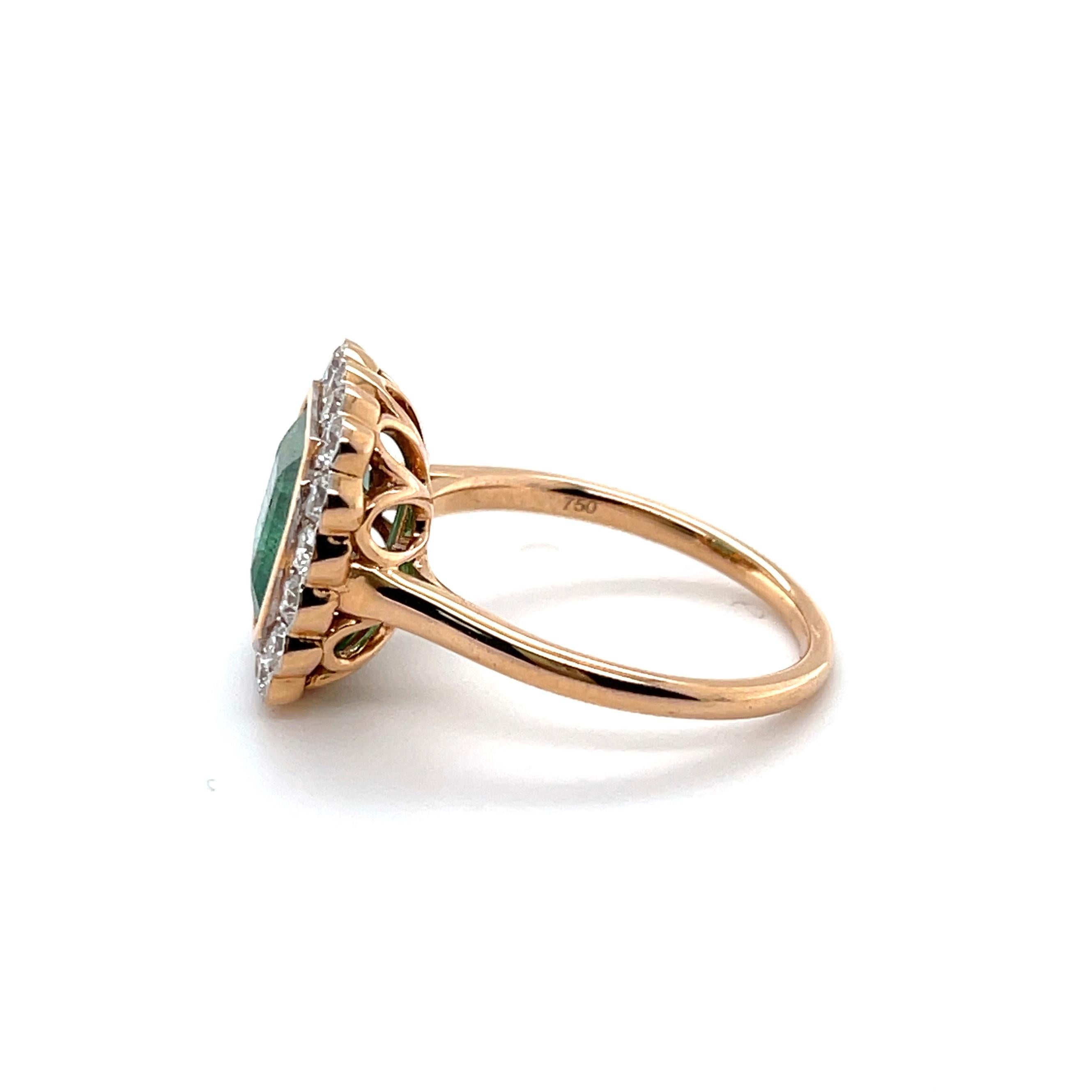 For Sale:  Imperial Jewels 18ct Rose Gold Emerald and Diamond Ring 3
