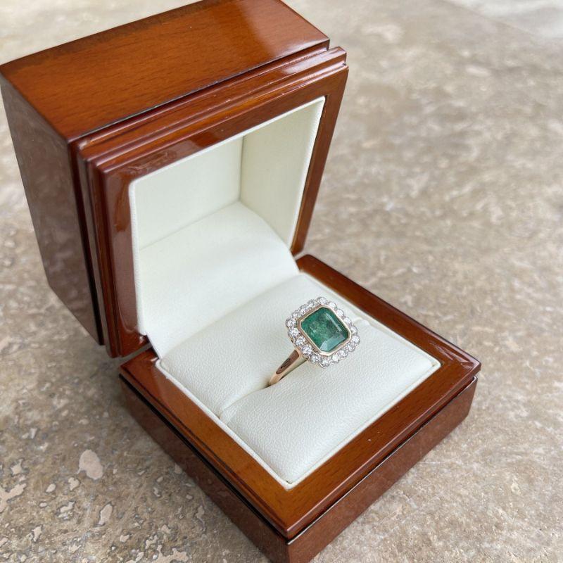 For Sale:  Imperial Jewels 18ct Rose Gold Emerald and Diamond Ring 9