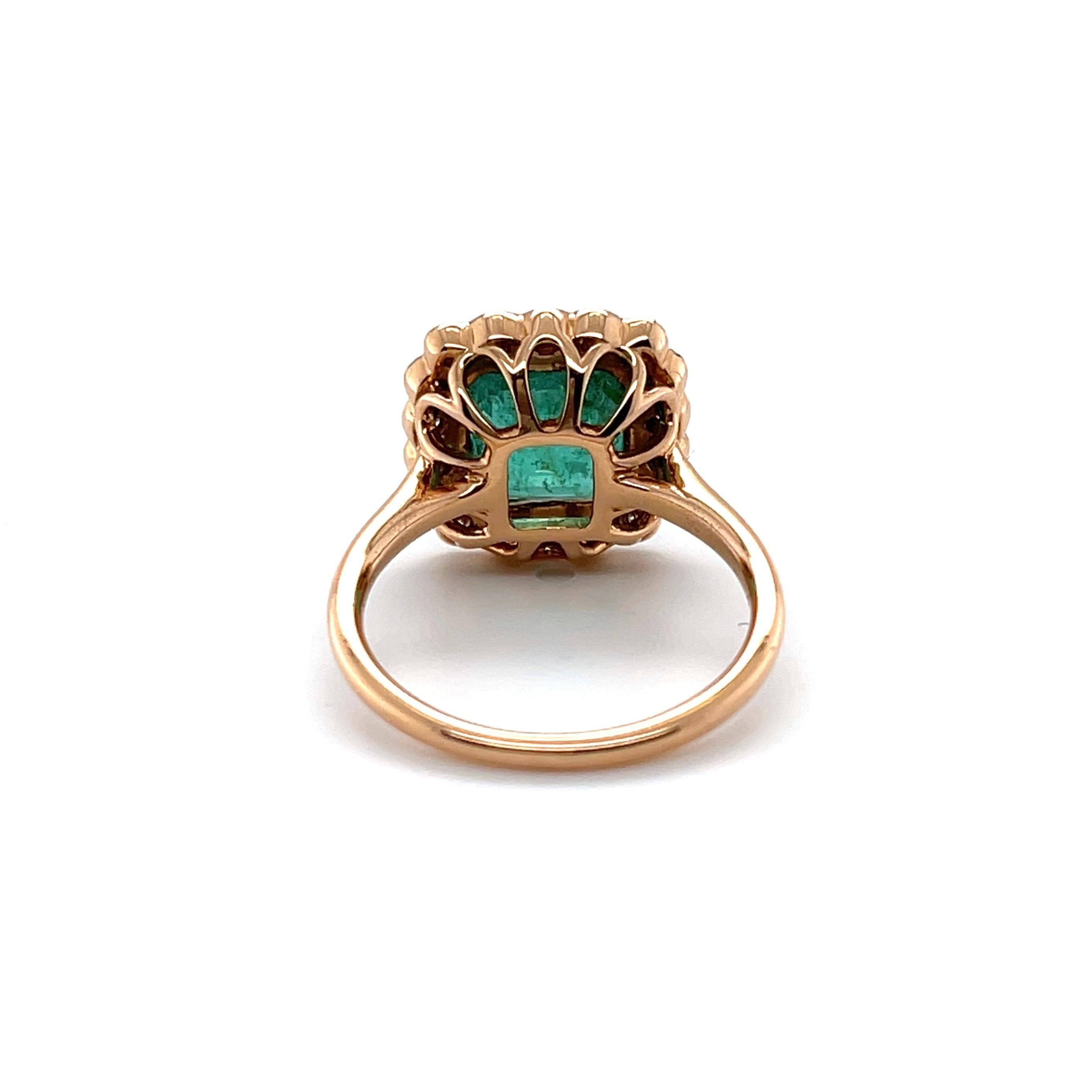 For Sale:  Imperial Jewels 18ct Rose Gold Emerald and Diamond Ring 4