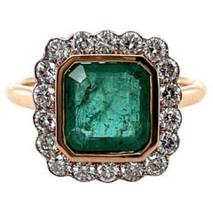 Imperial Jewels 18ct Rose Gold Emerald and Diamond Ring