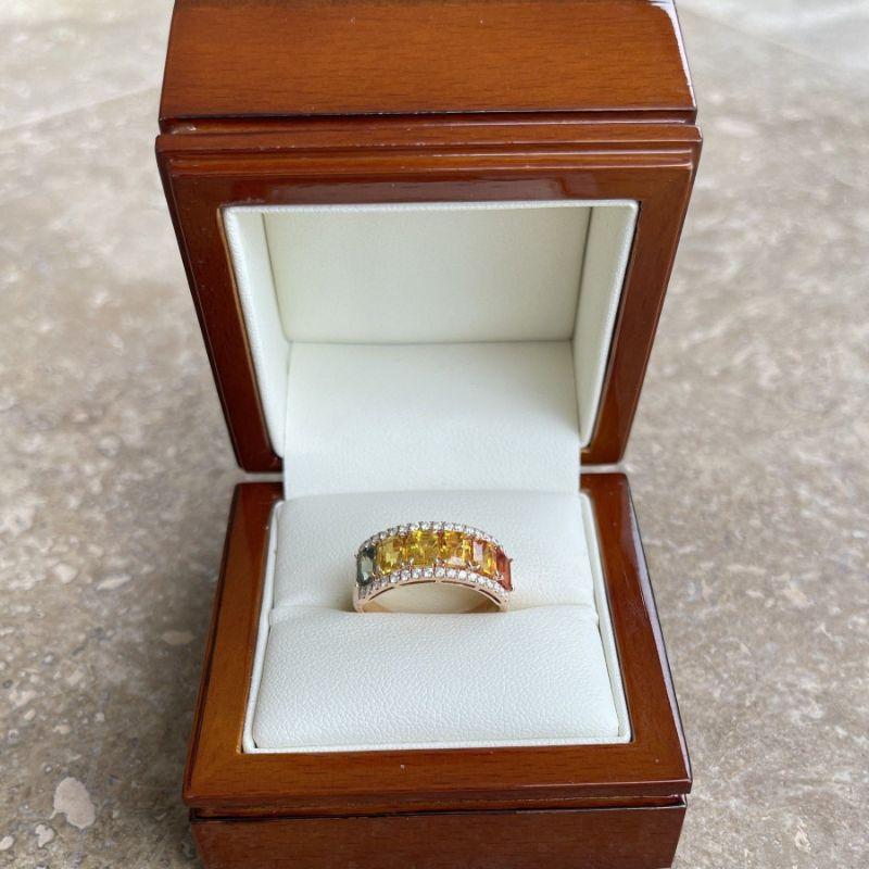 For Sale:  18ct Rose Gold Fancy Sapphire and Diamond Ring 7