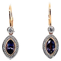 Imperial Jewels 18ct Rose Gold (No Heat) Marquise Purple Sapphire Earrings