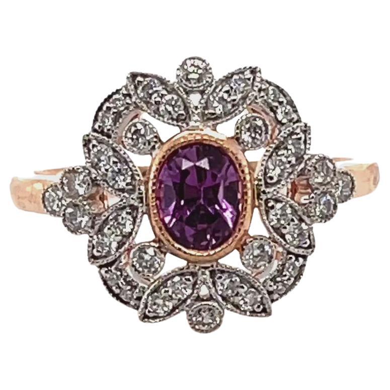 For Sale:  18ct Rose Gold 'No Heat' Pink Sapphire and Diamond Ring 7
