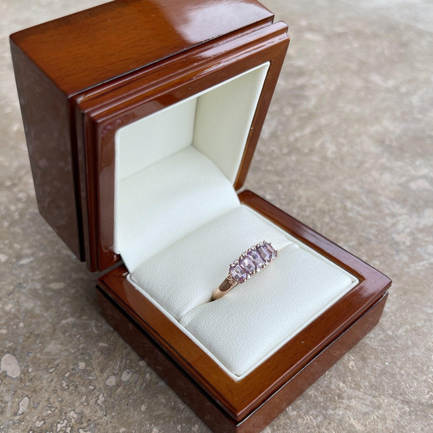 For Sale:  18ct Rose Gold 'No Heat' Purple Coloured Sapphire Ring 8
